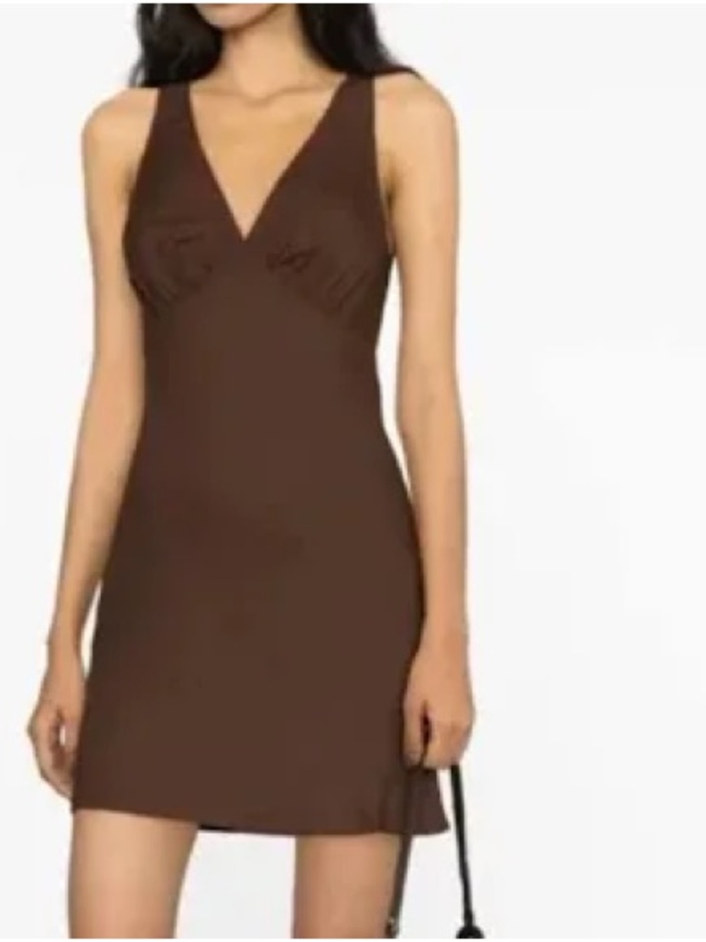 Reformation Calix Brown V-Neck Sleeveless Mini Dress